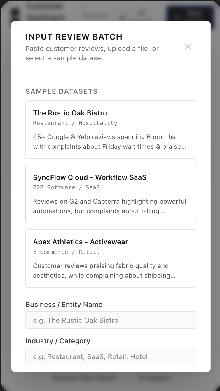 The Rustic Oak Bistro: AI review sentiment dashboard